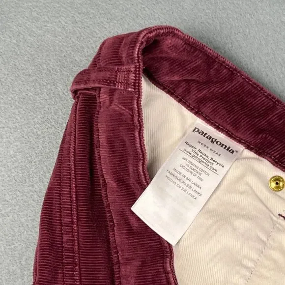 Patagonia Corduroy Pants Womens 28 x32 Burgundy Organic Cotton New No Tags - Picture 5 of 9